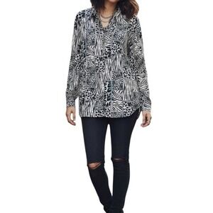 Alfred Dunner Animal Print Top Plus 2X/22W Safari Career Artsy Y2K‎ Patchwork